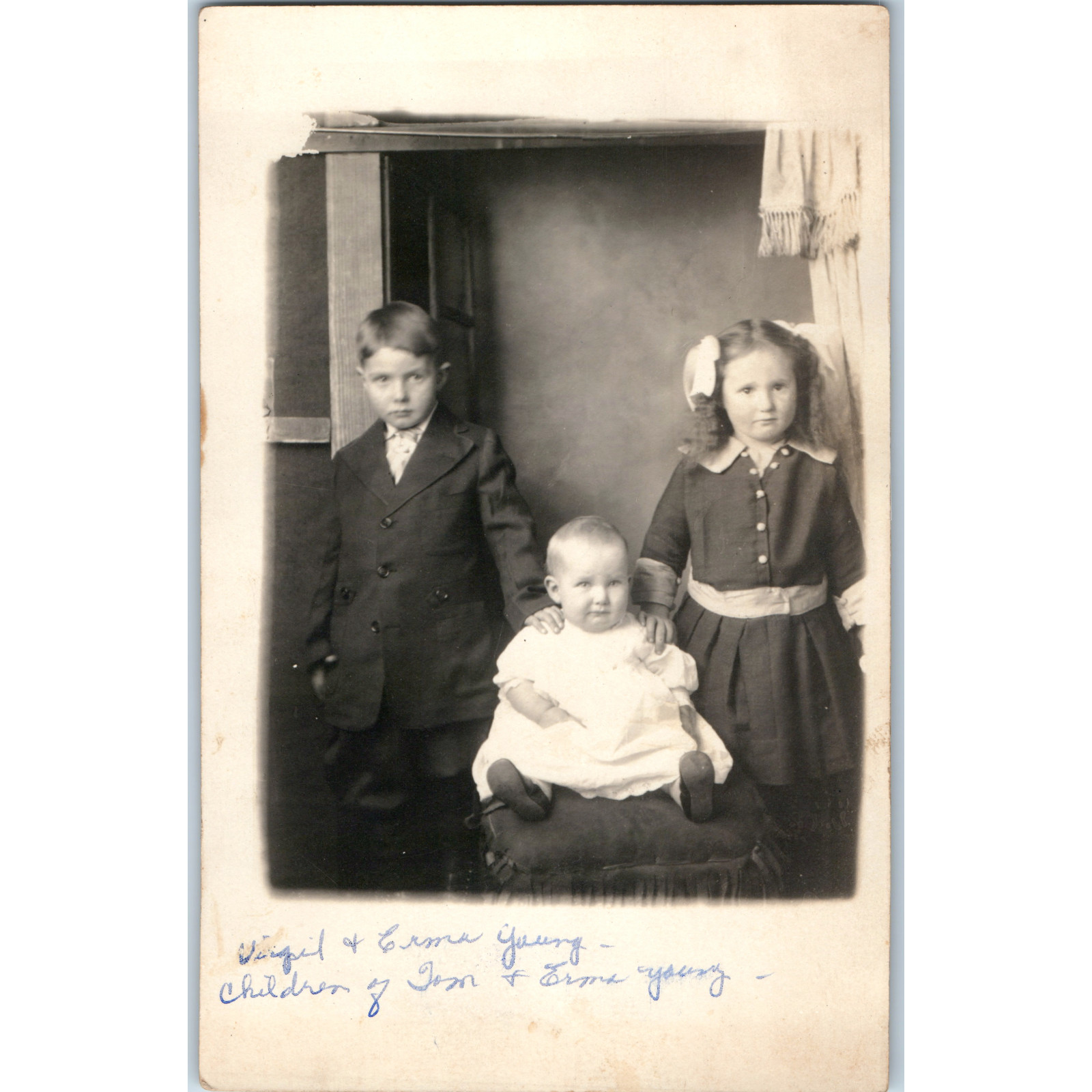 ID'd Virgil Erma Young Children RPPC Postcard Moonlight Studio Oklahoma City OK ID'd Virgil Erma Young Children RPPC Postcard Moonlight Studio Oklahoma City OK
