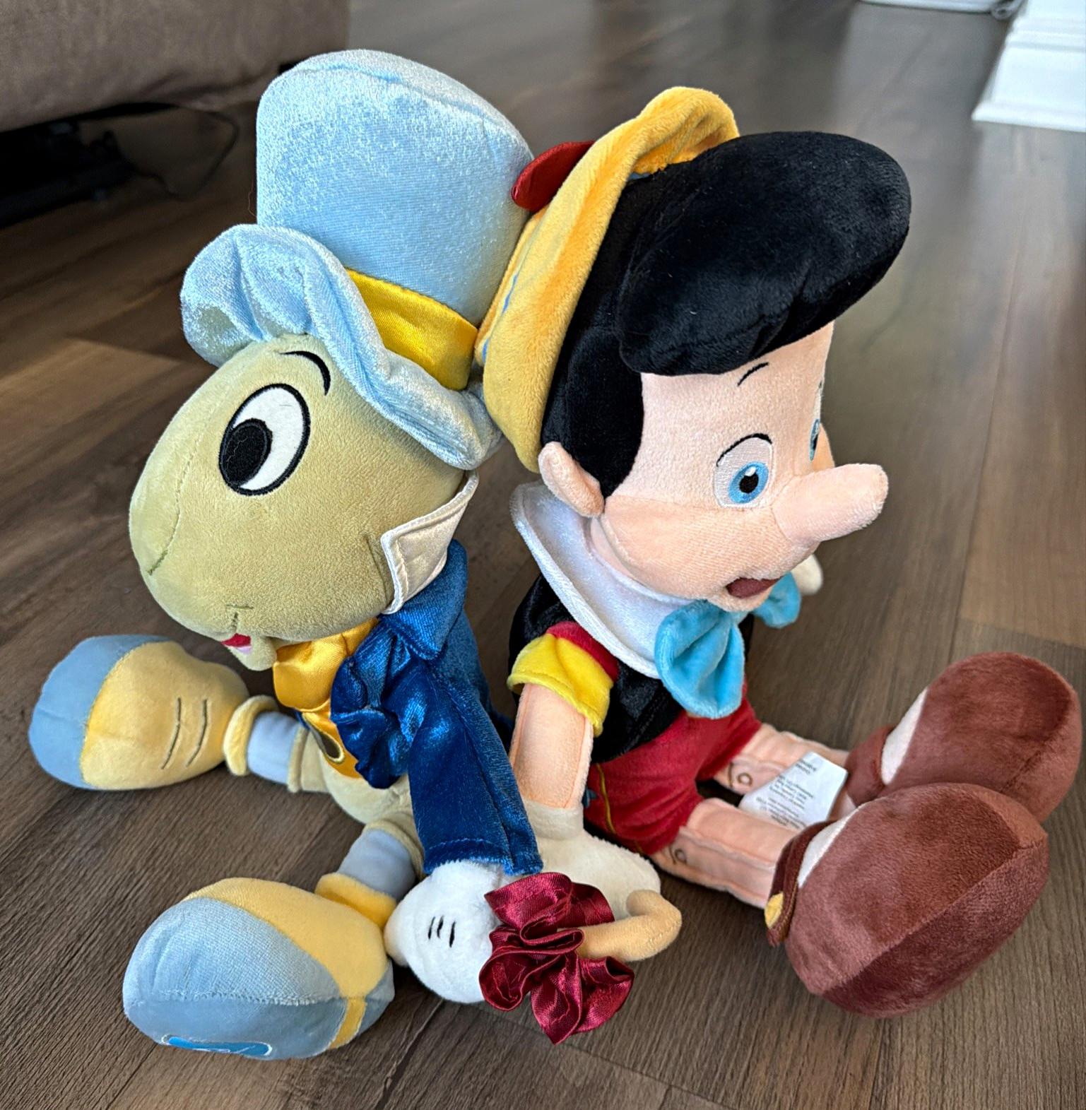 Vintage Disney Store Pinocchio & Jiminy Cricket 16 Inch Plush New With Tags