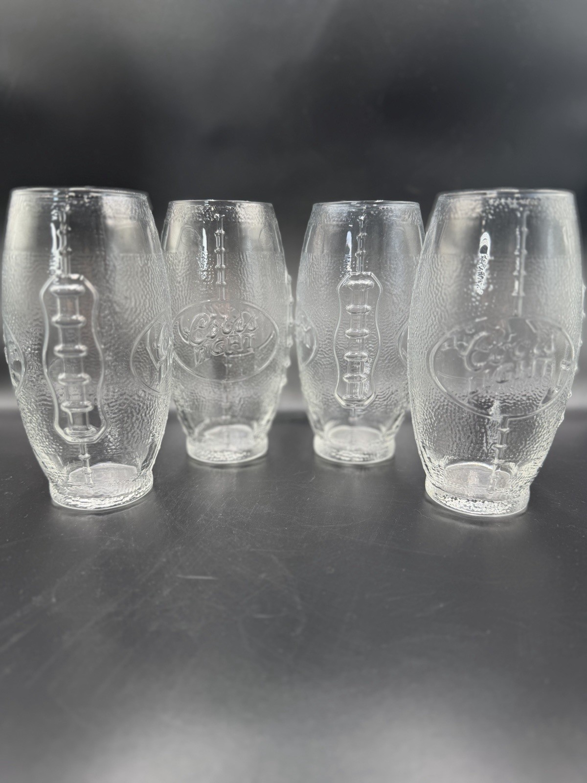 VTG 90s Embossed COORS LIGHT BEER FOOTBALL SHAPED Textured Glasses Man Cave