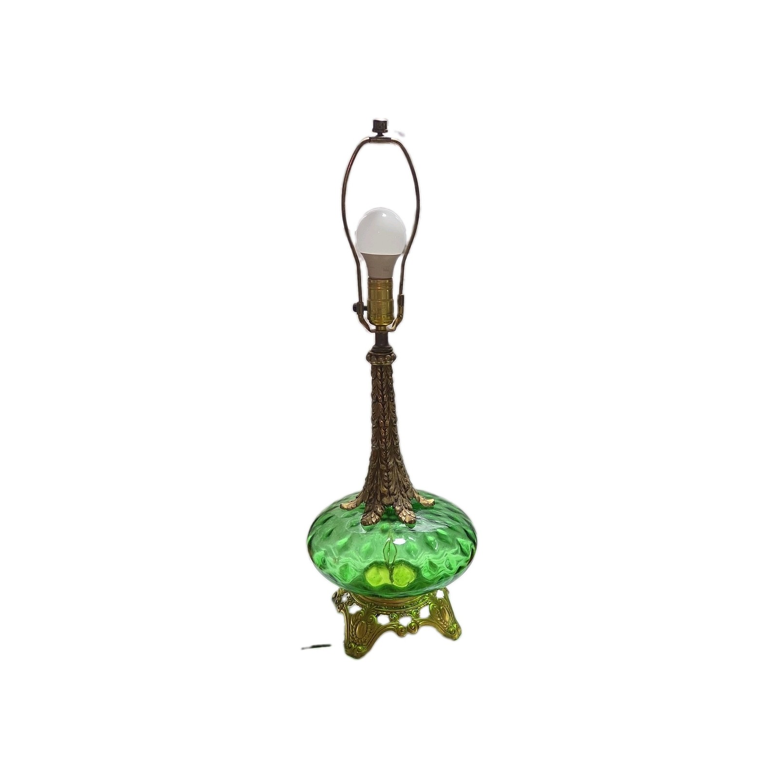 Vintage Mid Century Accurate Casting Green 3 Way Glass Lamp Metal Base 31 X 10 Vintage Mid Century Accurate Casting Green 3 Way Glass Lamp Metal Base 31 X 10