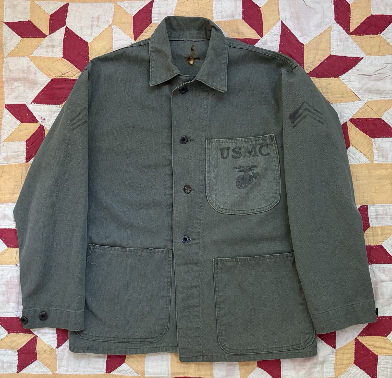 Vintage 40s USMC P47 Utility Shirt Marine Corps Two Tone Jacket AS IS