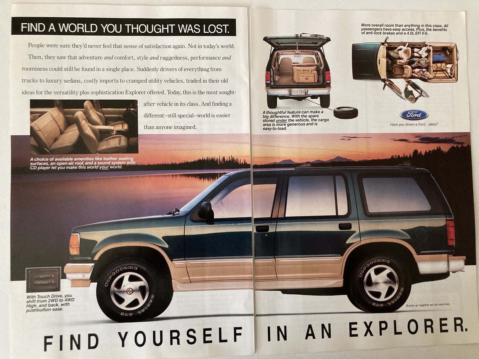 1993 Ford Explorer Two Page Print Ad
