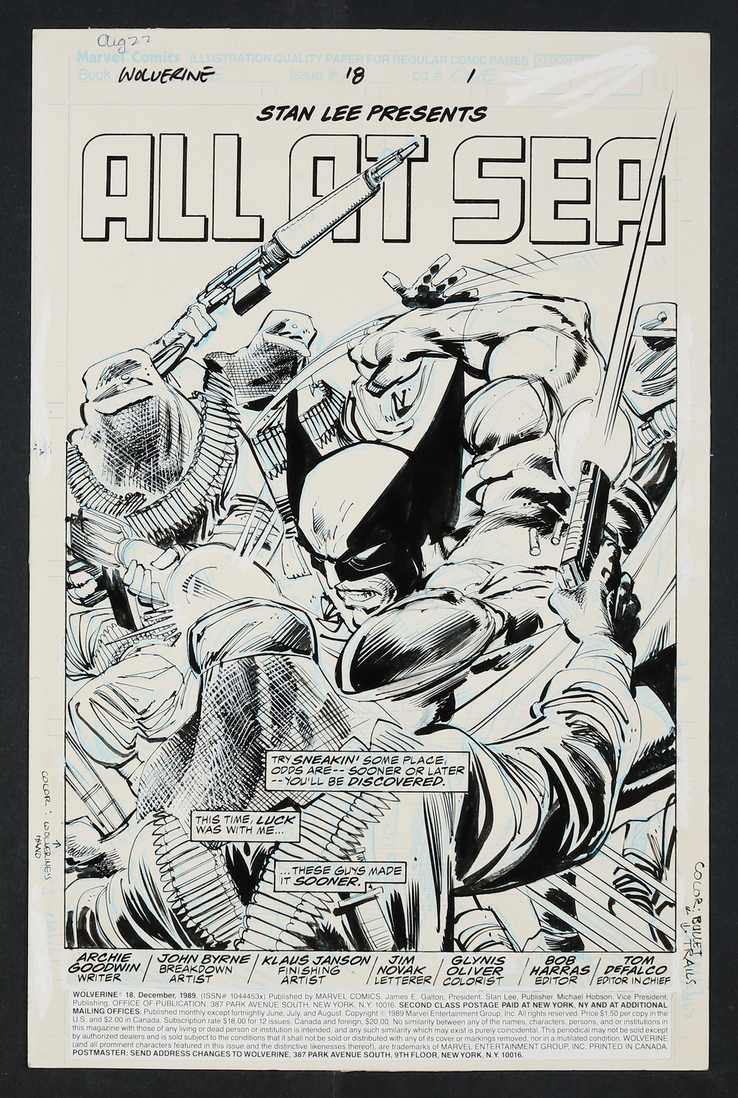Original Art from Wolverine #18 (1989) Page 1 John Byrne/Klaus Janson