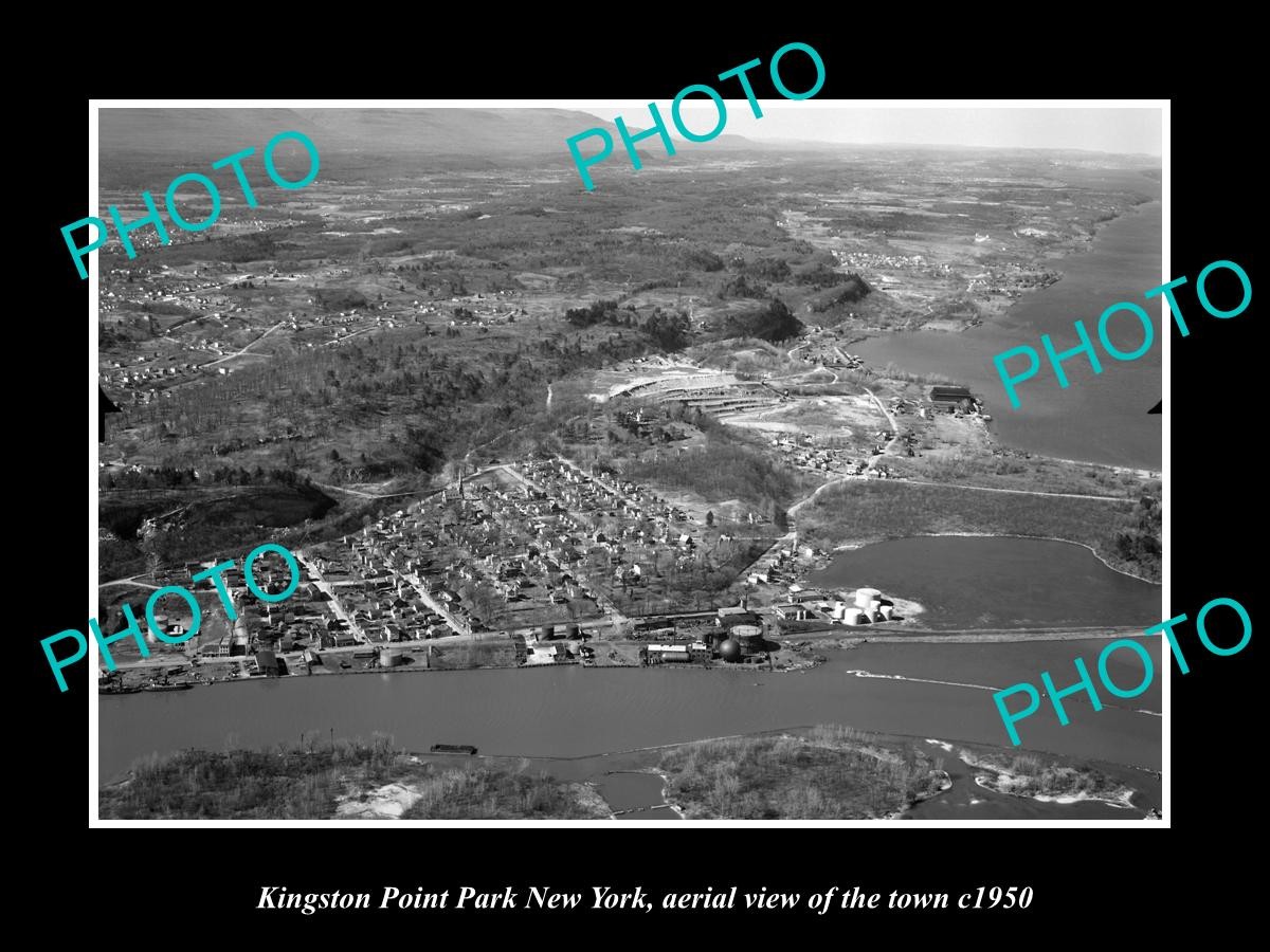 Kingston Point Park New York Aerial View Of Town c1950 Old Large Historic Photo