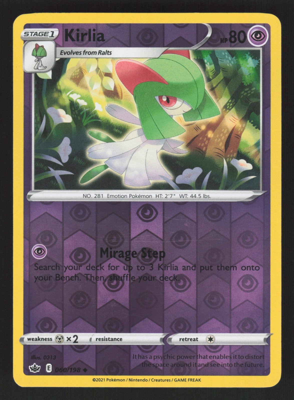 English LP Kirlia 060/198 SWSH06 Reverse Holofoil Pokemon SWSH06: Chilling Reign