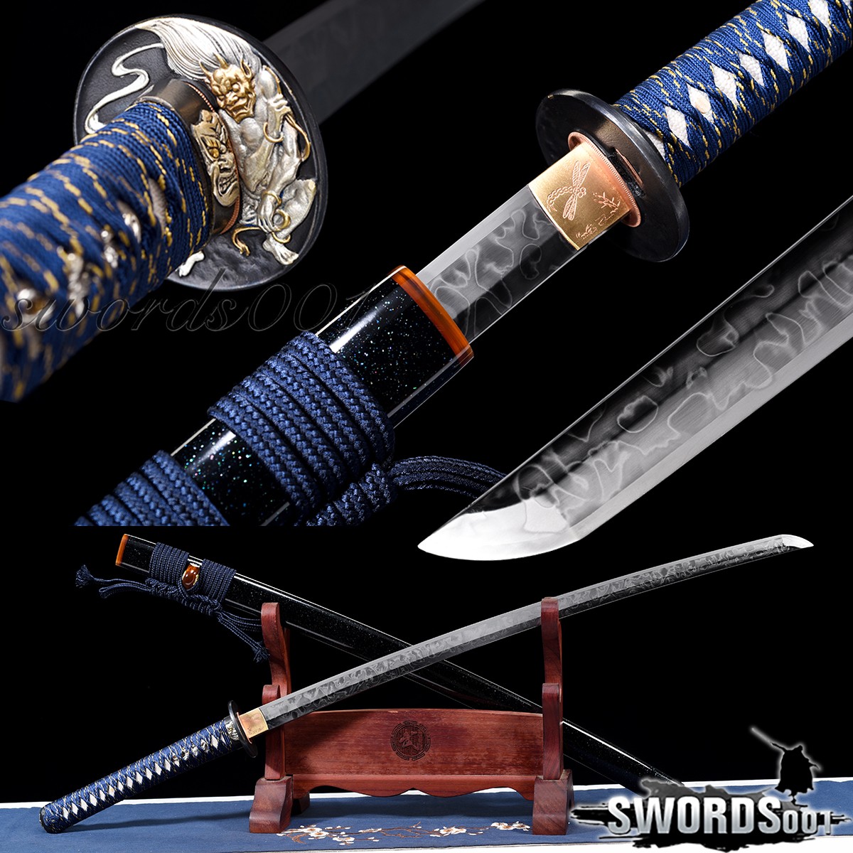 Handcrafted Clay Tempered T10 Steel Samurai Katana Sword Hamon Hiyoku-zukuri Handcrafted Clay Tempered T10 Steel Samurai Katana Sword Hamon Hiyoku-zukuri