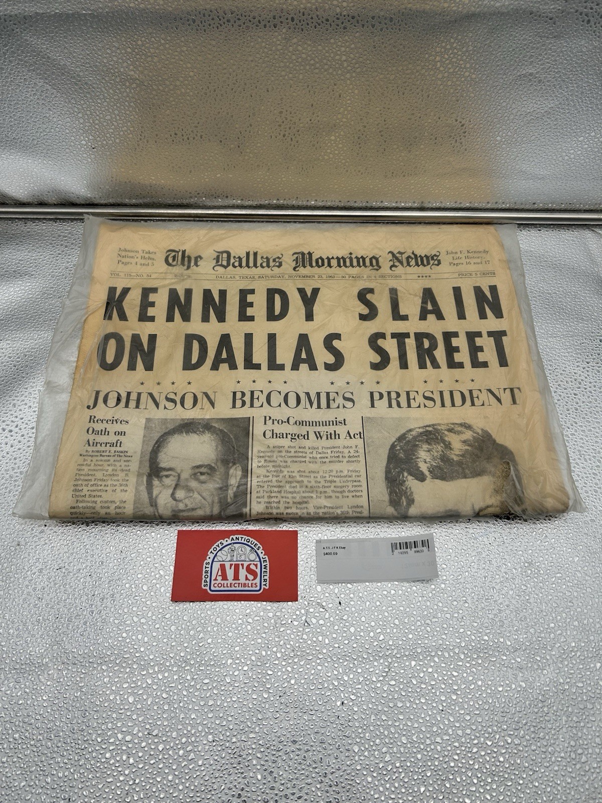Original Nov. 23 1963 Dallas Morning Newspaper Kennedy Slain On Dallas Street Original Nov. 23 1963 Dallas Morning Newspaper Kennedy Slain On Dallas Street