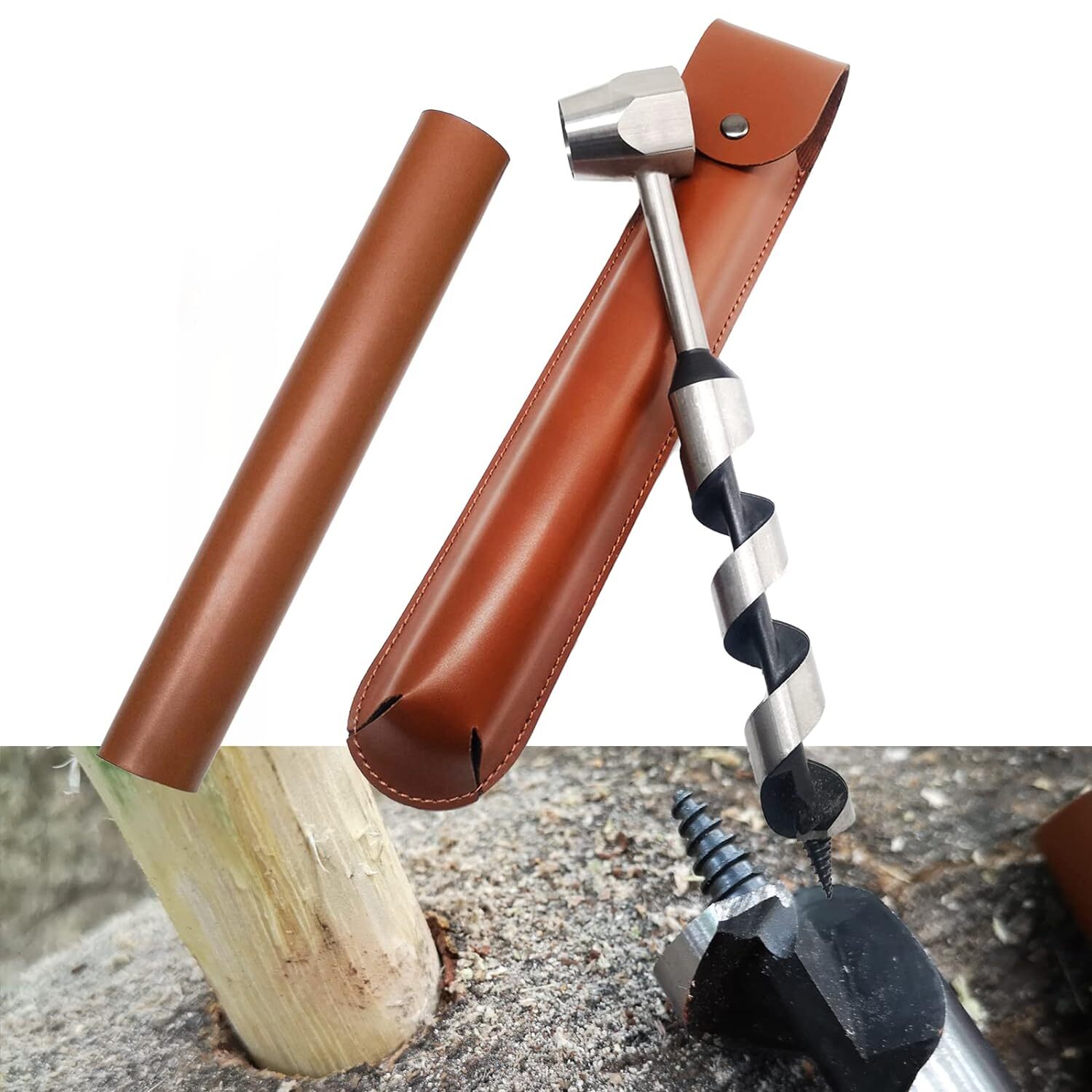 Upgrade Scotch Eye Wood Auger, Hexagon Bushcraft Hand Auger Wrench Drill Bit Set Upgrade Scotch Eye Wood Auger, Hexagon Bushcraft Hand Auger Wrench Drill Bit Set