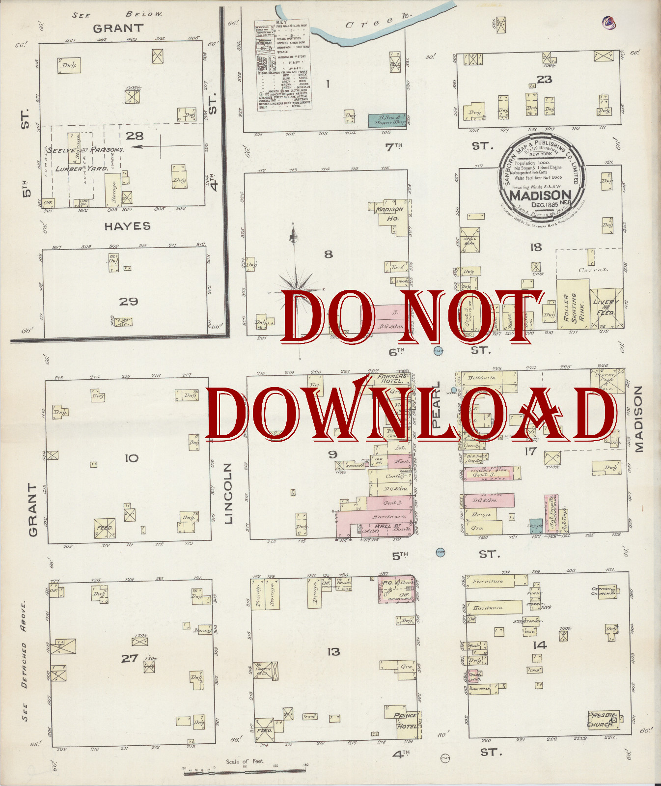 COPY 1885  Map Madison  Nebraska Highly Detailed Street Maps 17