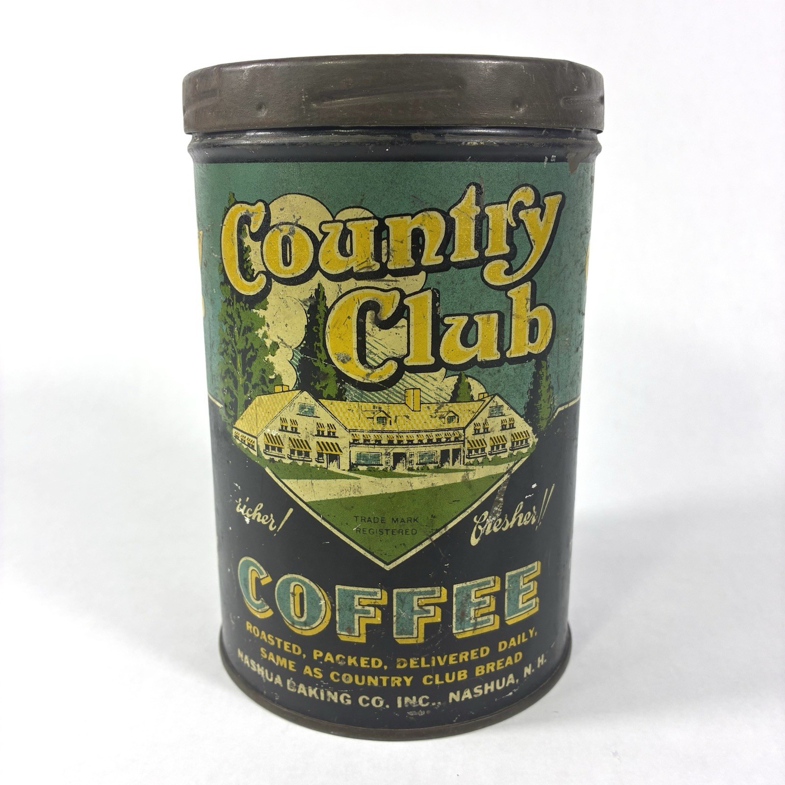 Vintage Rare Country Club Coffee  1 lb Tin Can Advertising Country Store Display