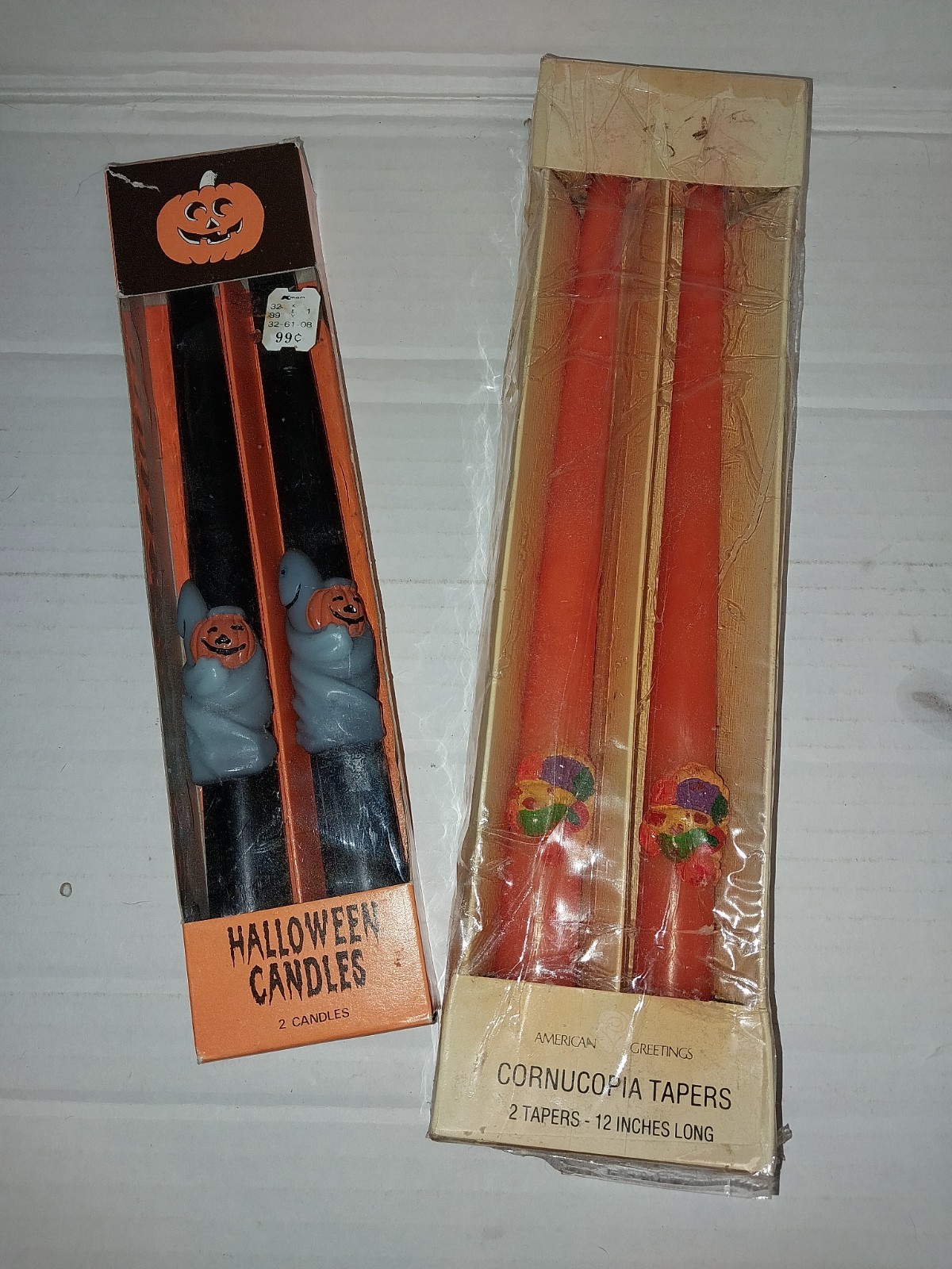 Lot 2 Vintage Fall Wax Taper Candles 10-12\