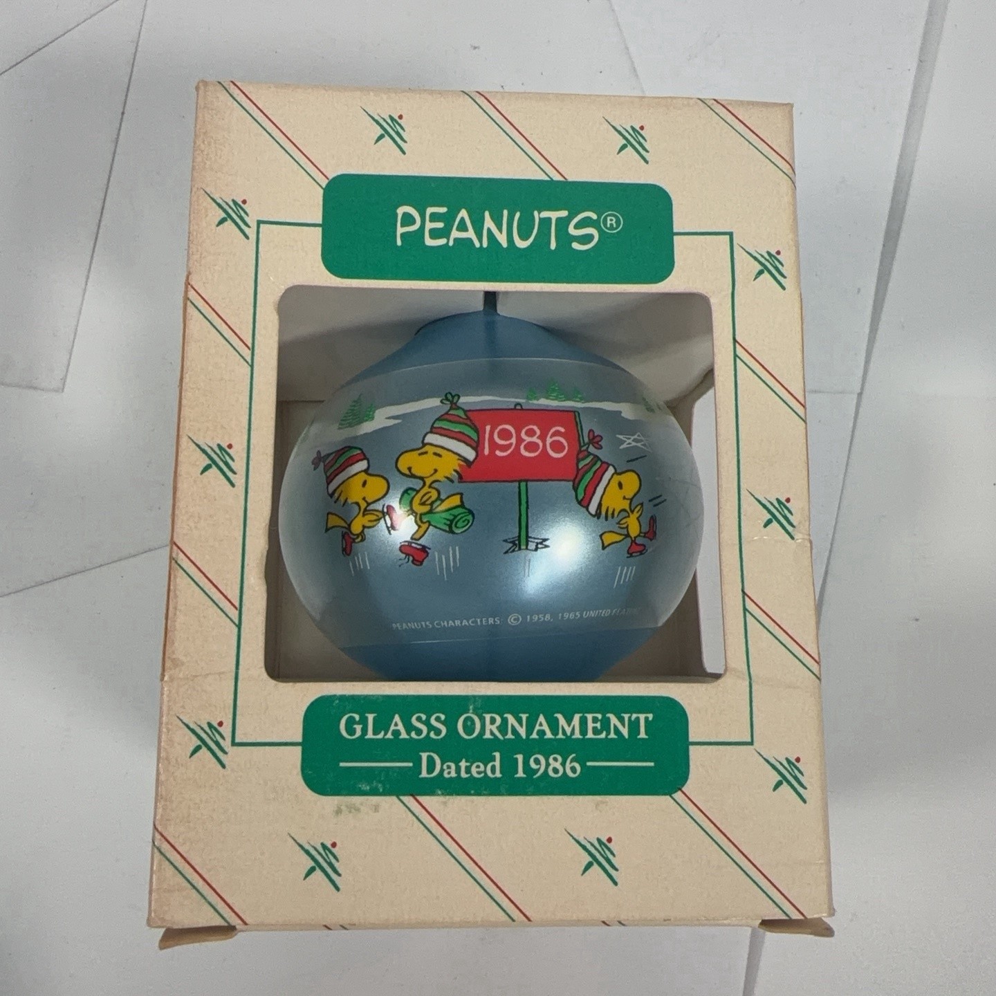 Vintage Hallmark Keepsake Peanuts Snoopy Woodstock Ornament Blue Medium 1986