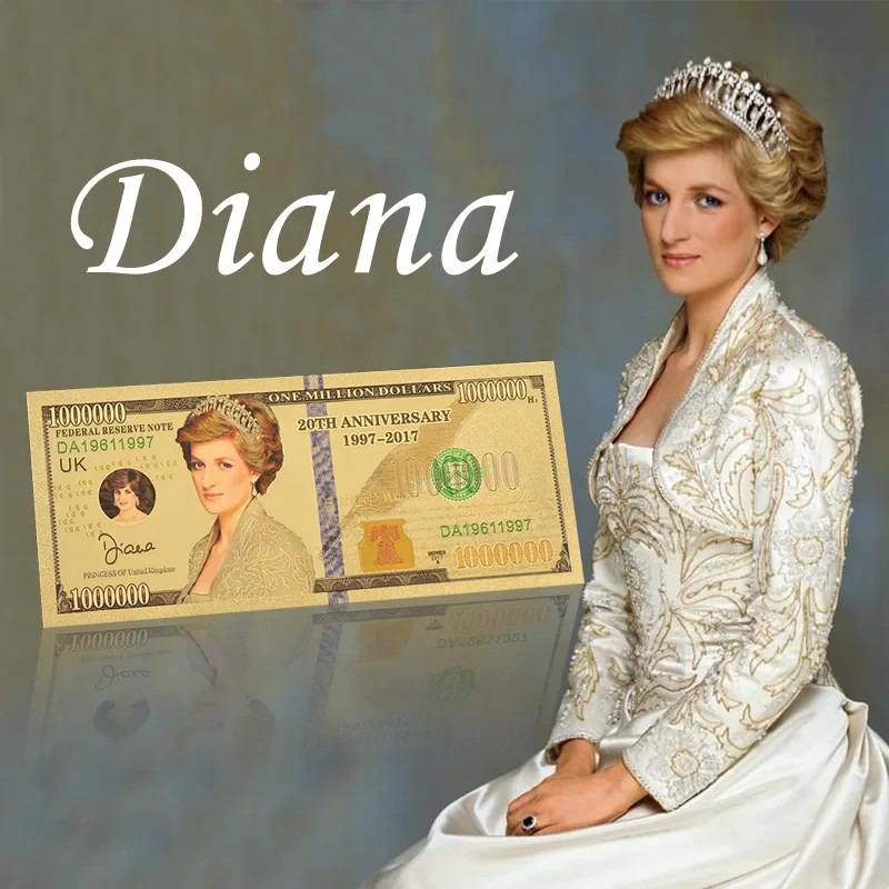 $1 Million Diana Princess Diana Gold foil Banknote with Bag & Certificate