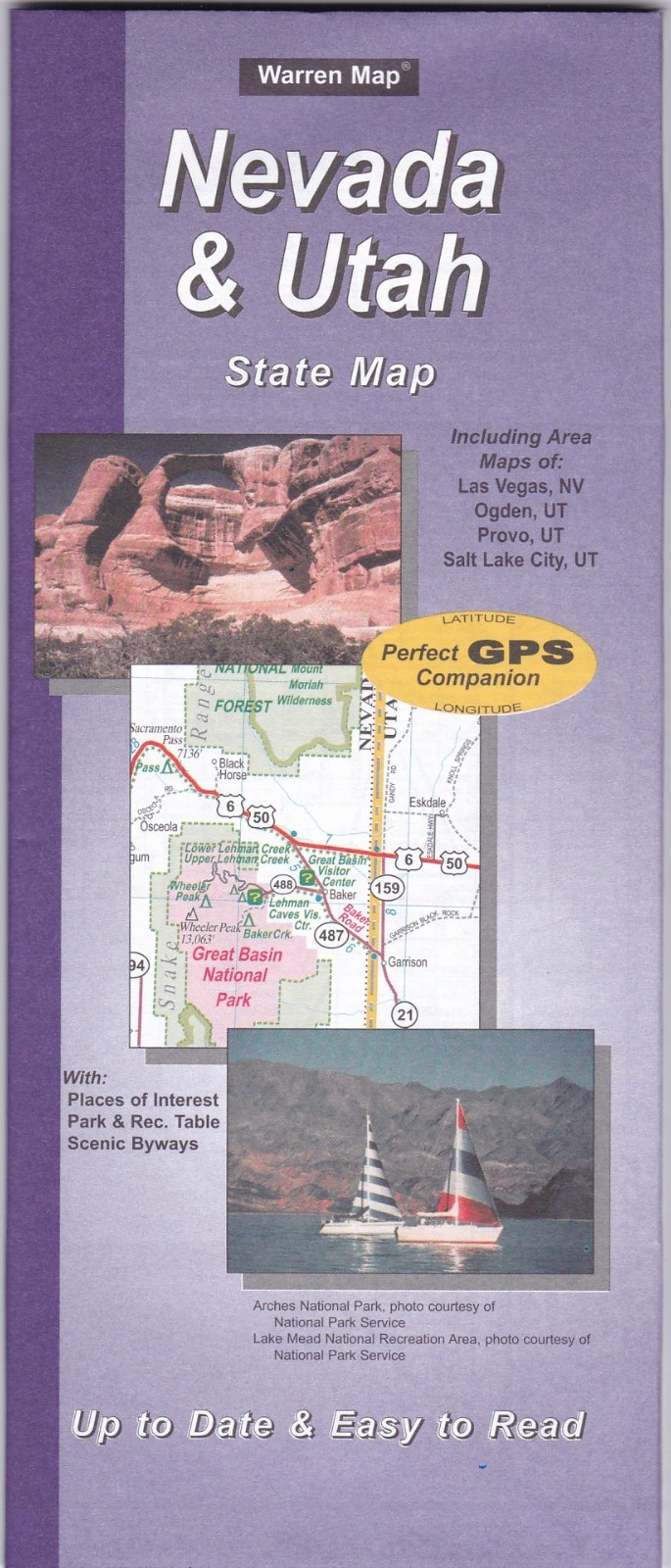 Nevada Utah Paper Folding Road Map 