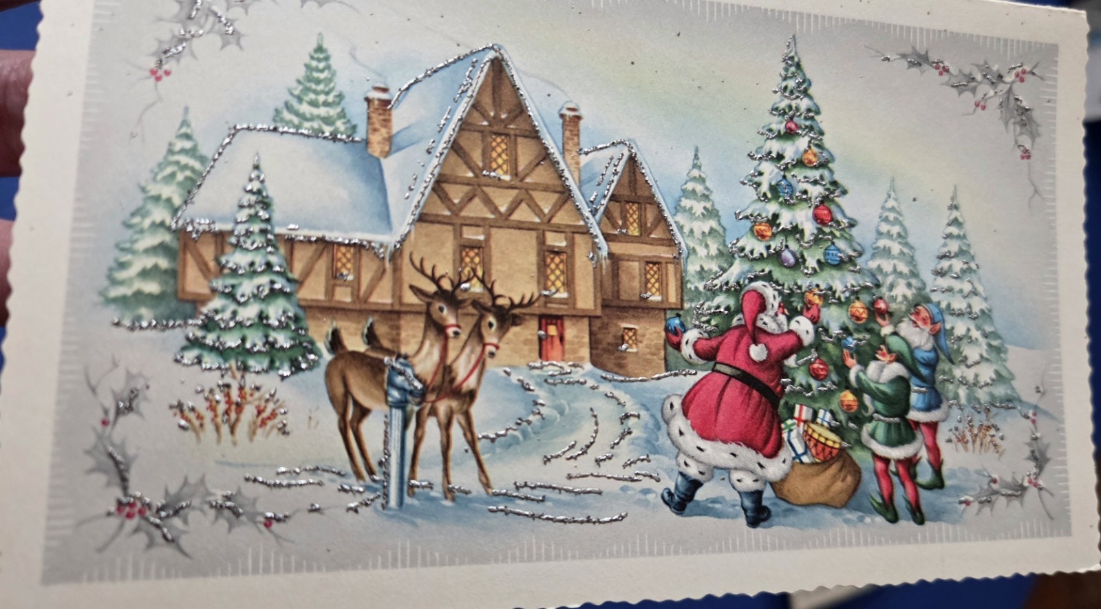 15 VINTAGE 1950'S 60'S CHRISTMAS CARDS GLITTERY UNUSED WITH ENVELOPES