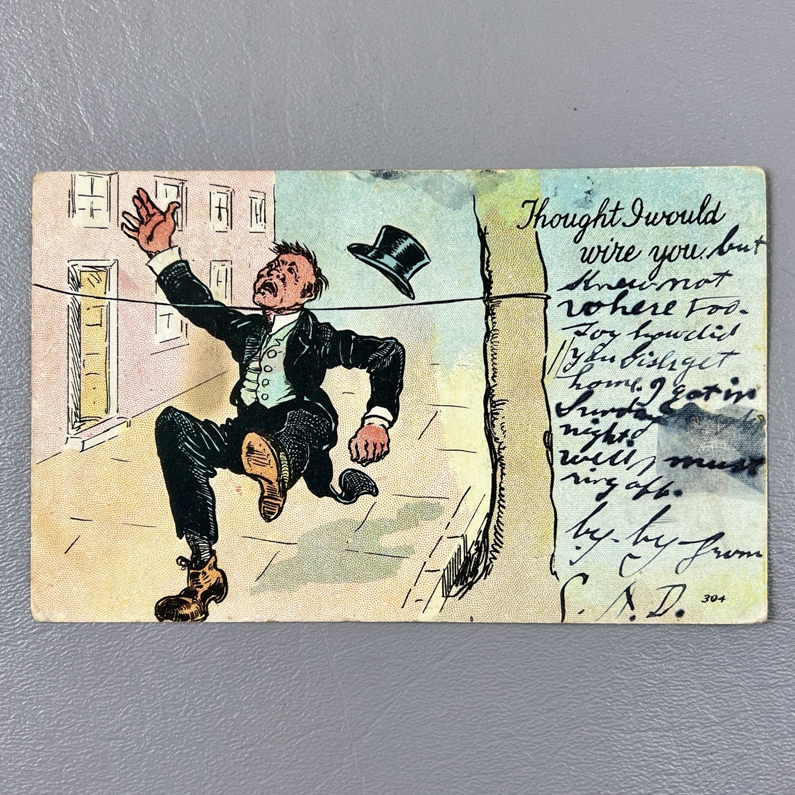 Antique Postcard Posted 1909 Williamsburg Man In Top Hat Cartoon Antique Postcard Posted 1909 Williamsburg Man In Top Hat Cartoon