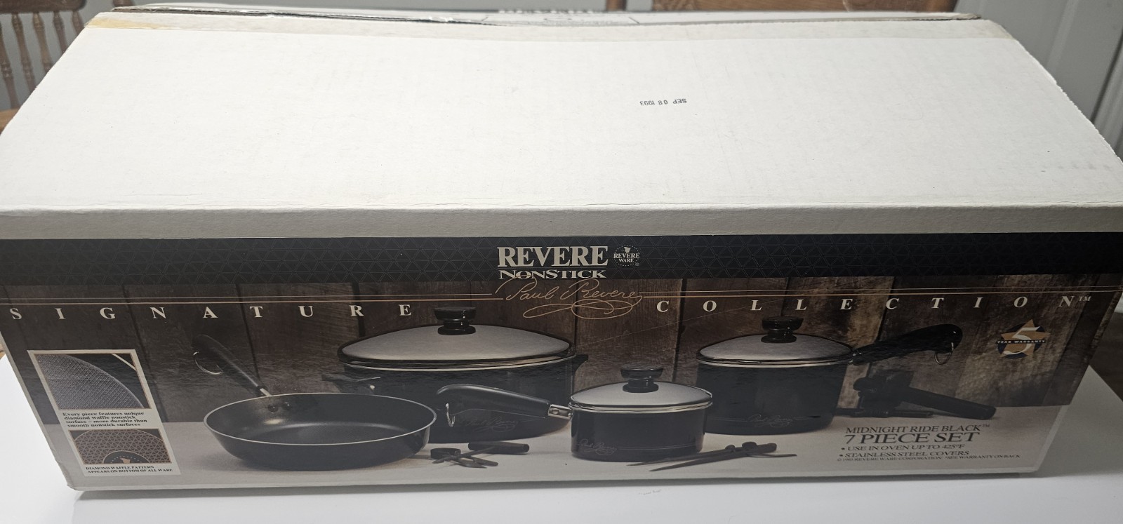 Vintage Paul Revere Ware 7 Piece Midnight Ride Black Non Stick Open Box Vintage Paul Revere Ware 7 Piece Midnight Ride Black Non Stick Open Box