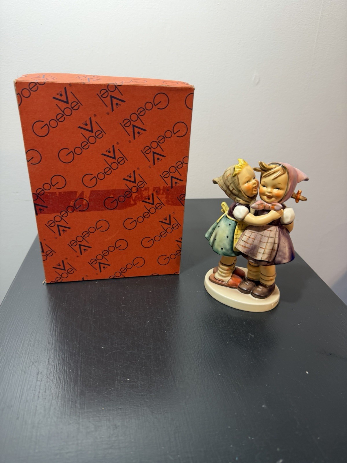 Vintage Goebel Hummel Telling Her Secret 196/1 Figurine Box Base Marked 1948