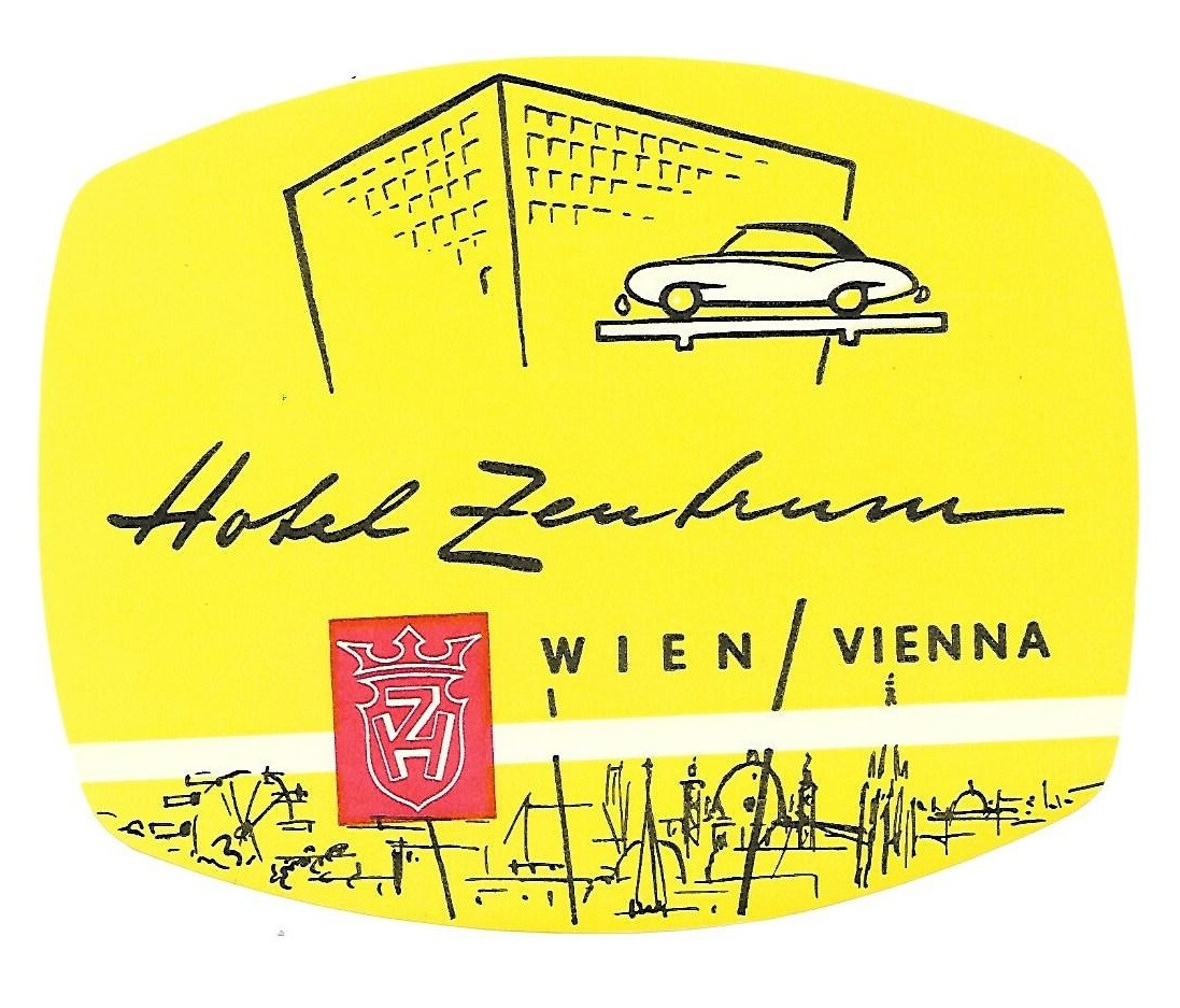 Authentic Vintage MCM Luggage Label ~ HOTEL ZENTRUM ~ Wien (Vienna), Austria