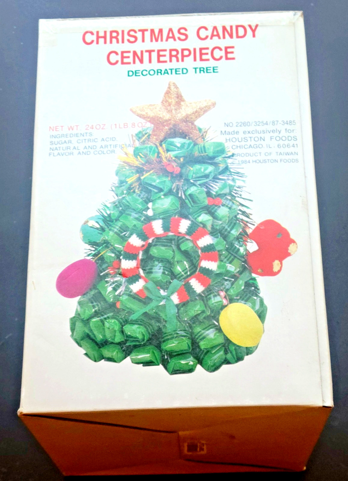 Vtg 1984 Houston Foods Christmas Candy Tree Centerpiece Retro Holiday Decor NOS