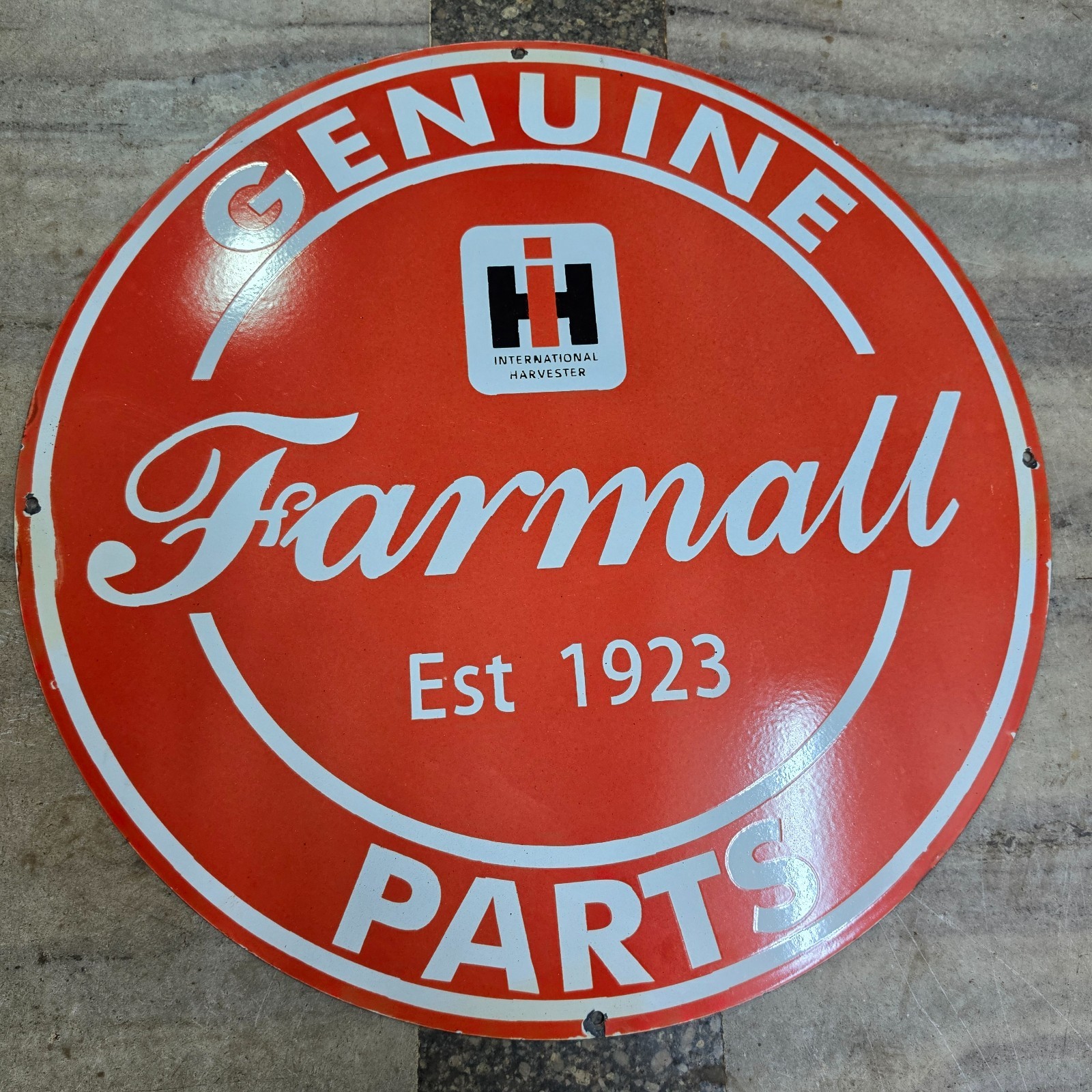FARMALL PARTS PORCELAIN ENAMEL SIGN 29 X 29 INCHES