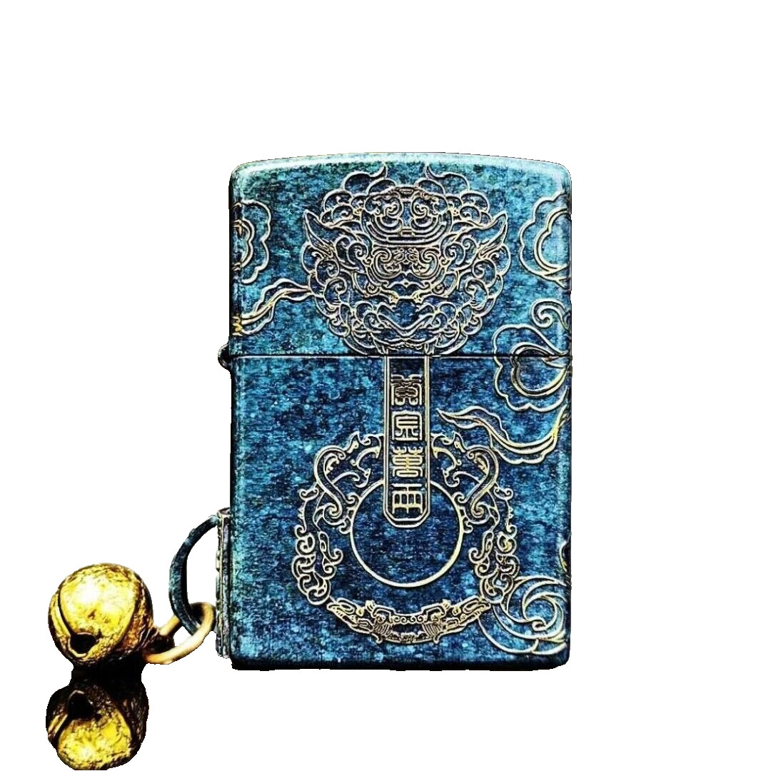 Ten Thousand Bronze Kerosene Zippo Lighter- Gold Retro Engraved Pure Copper