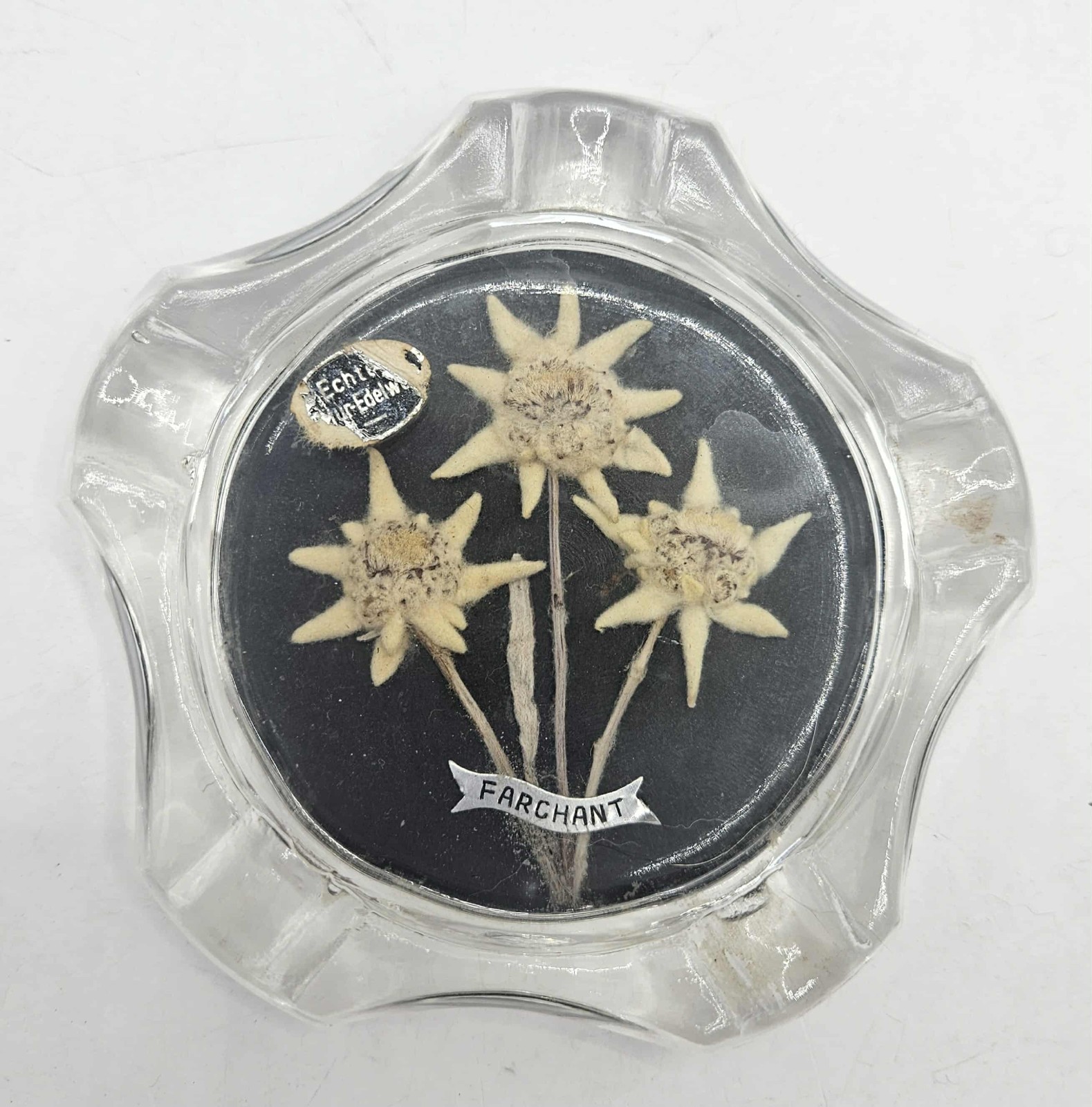 VTG German Glass Ashtray Echt Edelweiss Farchant VTG German Glass Ashtray Echt Edelweiss Farchant