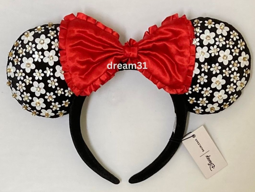 BNWT Disney BaubleBar White Floral Ears Minnie Mouse Ears Headband Adult Size