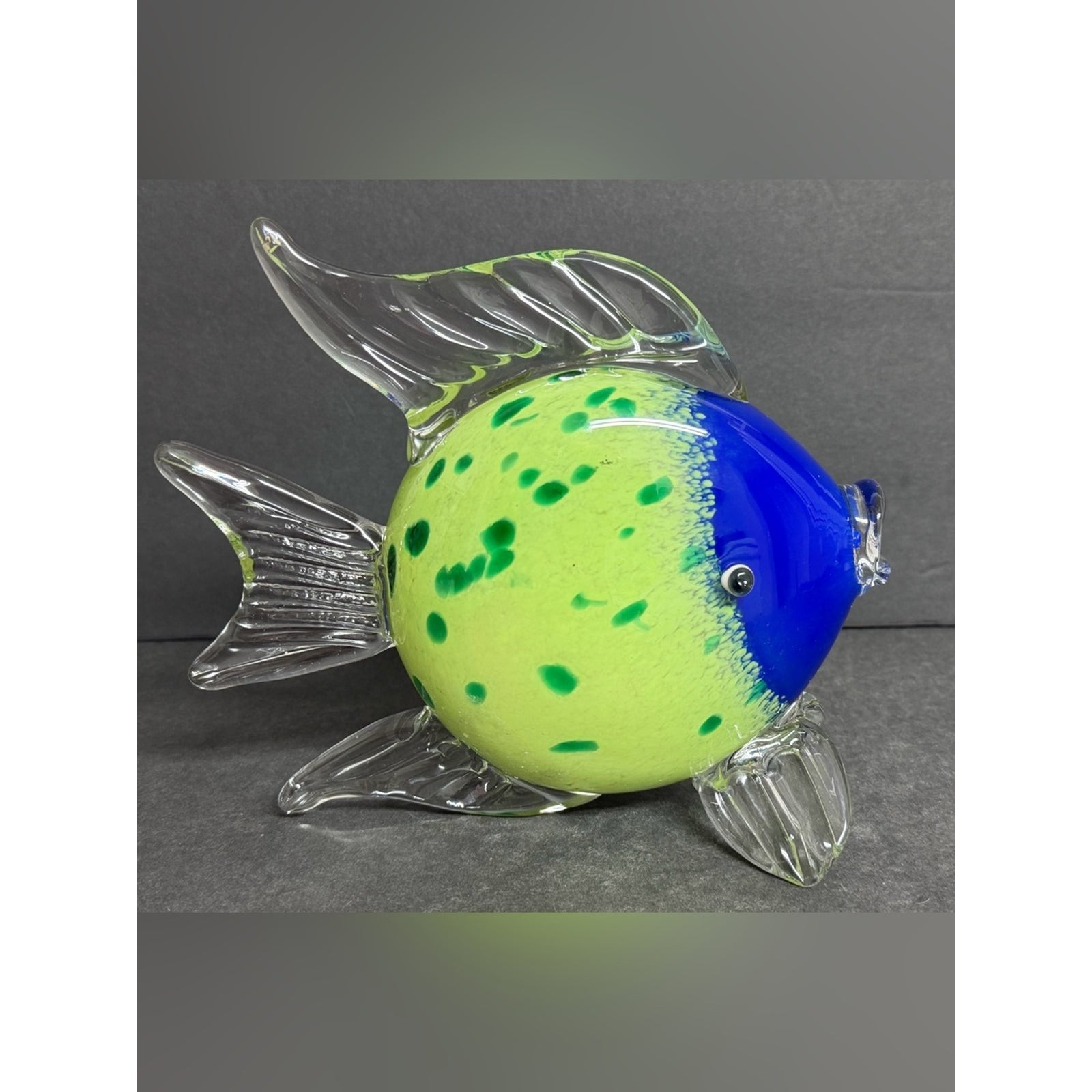 Vintage Cobalt Blue Art Glass Angelfish Murano Hand Blown Fish 7” NEW