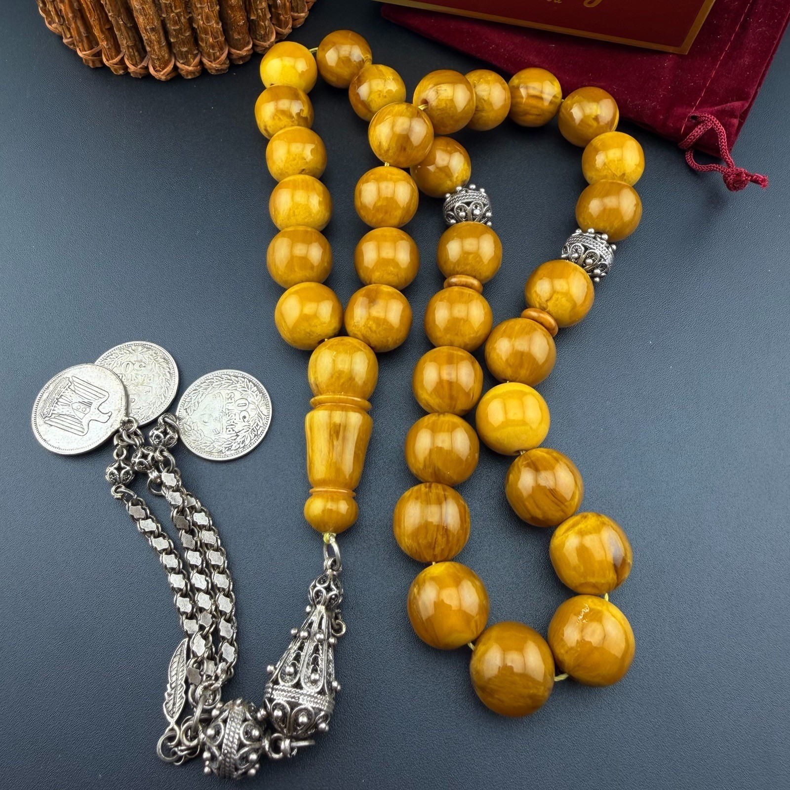 Old Afghani Misky 33-Bead Islamic Tasbih Rosary مسباح مسبحة مسكي افغاني قديم