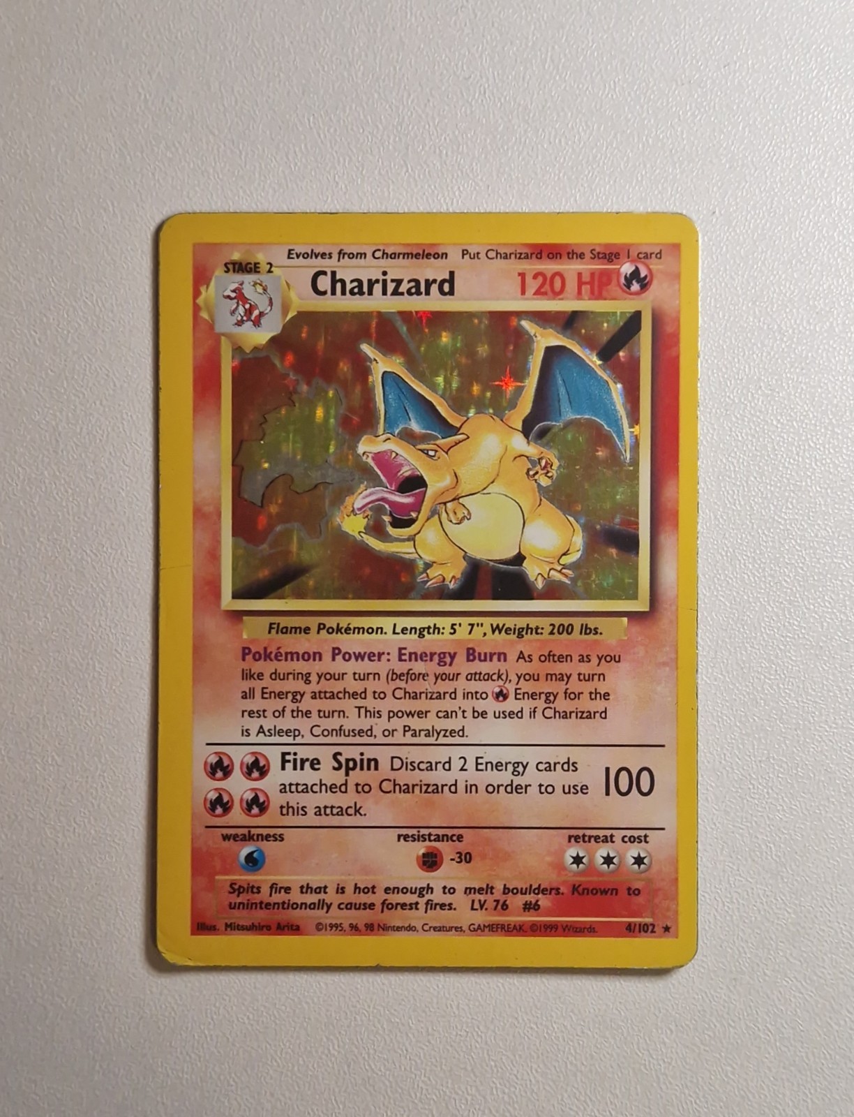 Pokémon TCG Charizard Base Set Holo Rare Card 4/102 Unlimited WOTC 1999 Pokémon TCG Charizard Base Set Holo Rare Card 4/102 Unlimited WOTC 1999