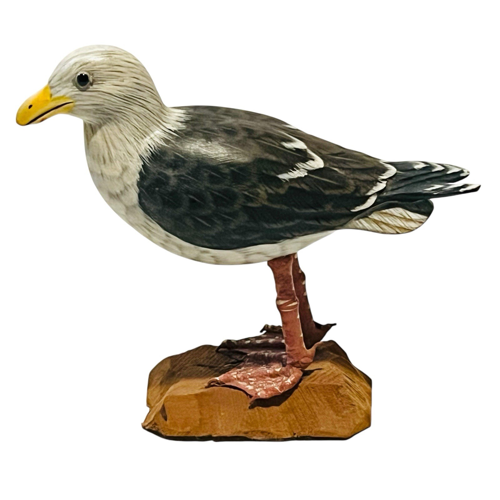 Vintage Wooden Seagull Figurine 4.5” Coastal Nautical Bird Decor
