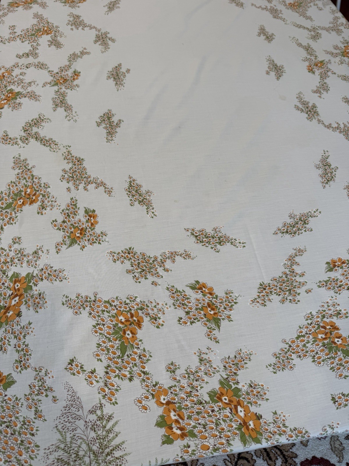 Vintage 1970s Cotton Blend Italian Tablecloth 89x67” Cotton Blend Autumnal Color