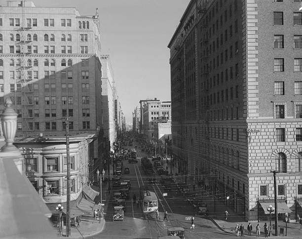 1930s street scene Los Angeles California looking east on Seventh S- Old Photo