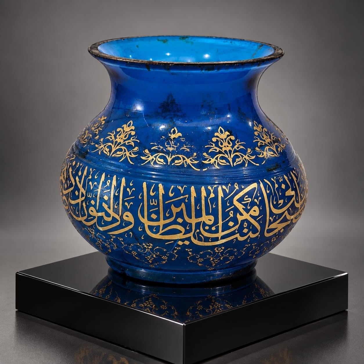 Islamic ottoman Glass pot inscribed with quran verses