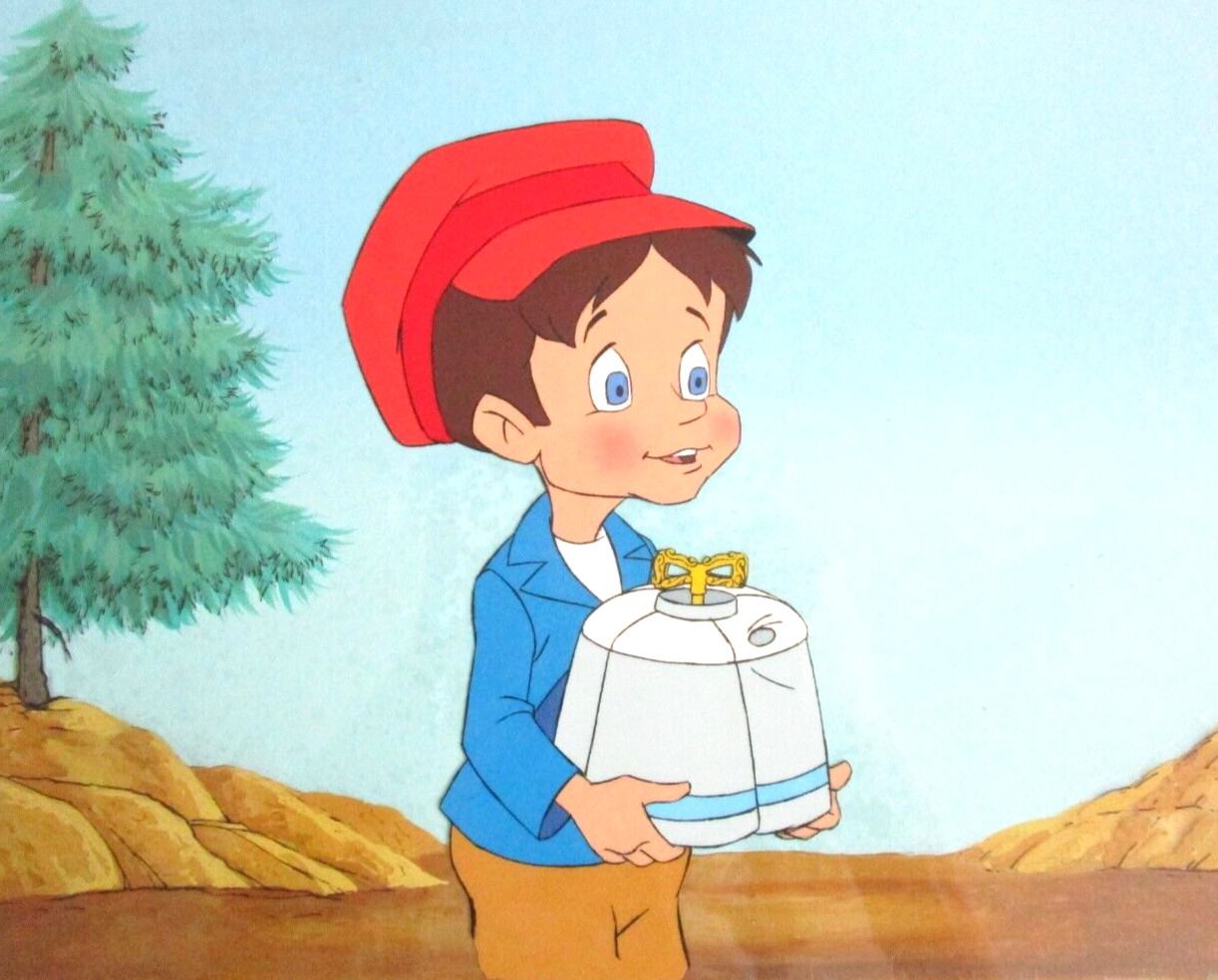 PINNOCHIO 1987 FILMATION hat ORIGINAL PRODUCTION CEL and PRODUCTION BACKGROUND