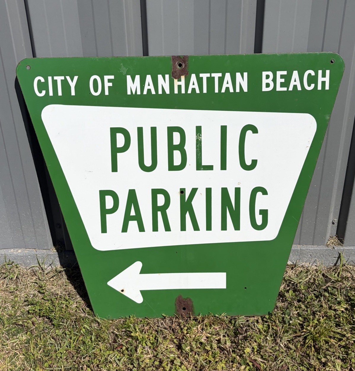 Manhattan Beach California Public Parking Metal Retired Road Sign LARGE Vintage