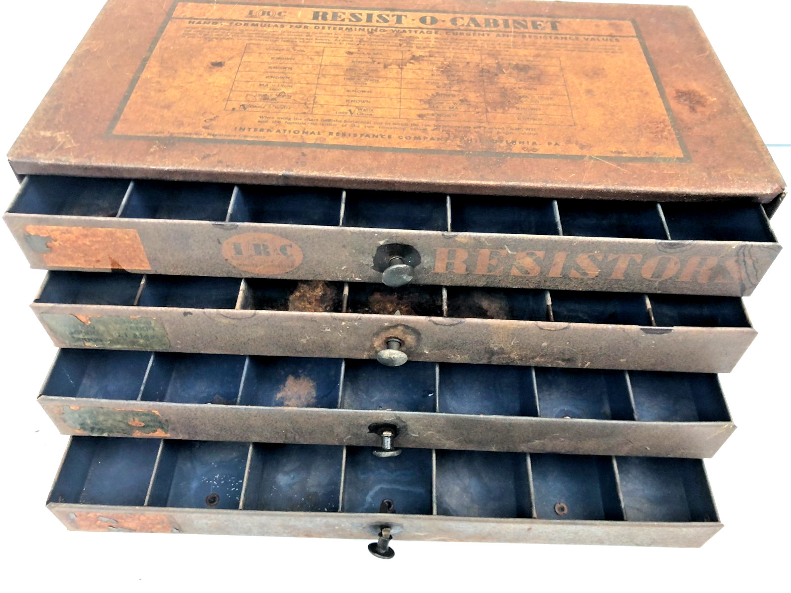 VTG Industrial Resist-O-Cabinet 4-Drawer Resistors Metal Storage Box