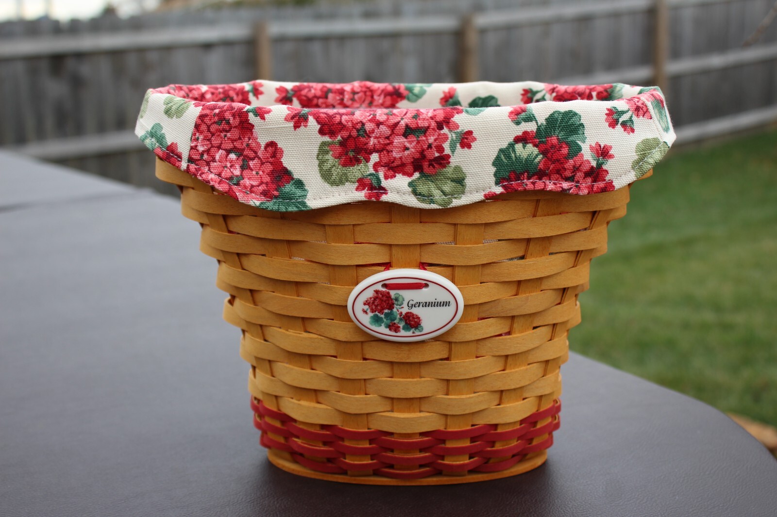 Longaberger 2002 Geranium Basket Combo Signed By Bonnie Liner & Protector. New Longaberger 2002 Geranium Basket Combo Signed By Bonnie Liner & Protector. New