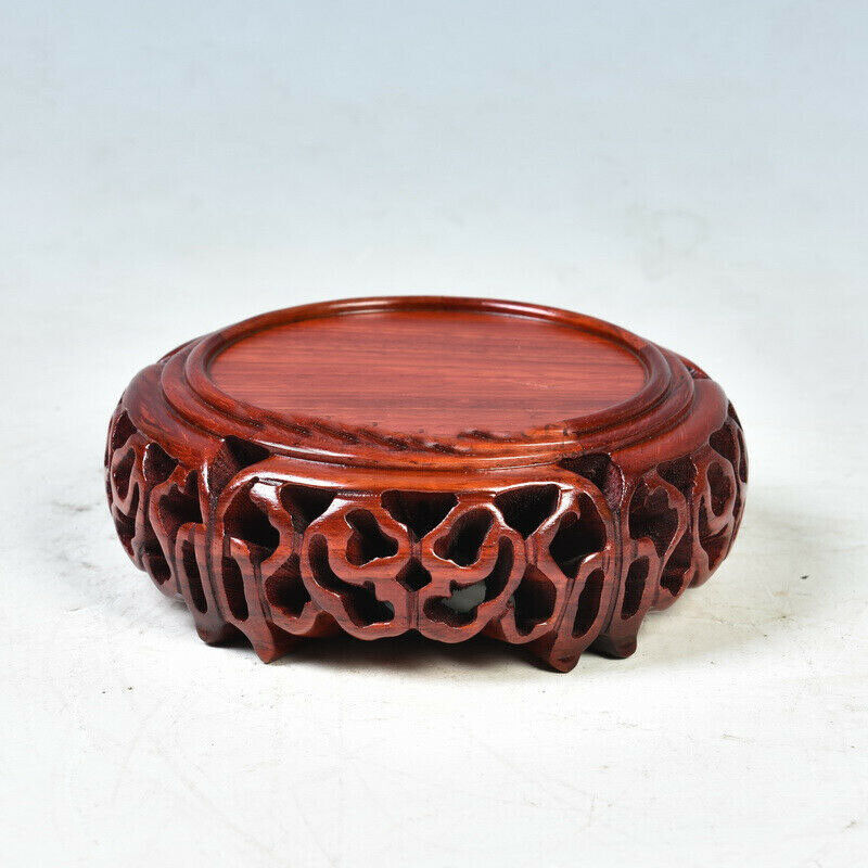 3 Inch Wood Round Base Display Stand for Vase Teapot Incense Burner Flowerpot