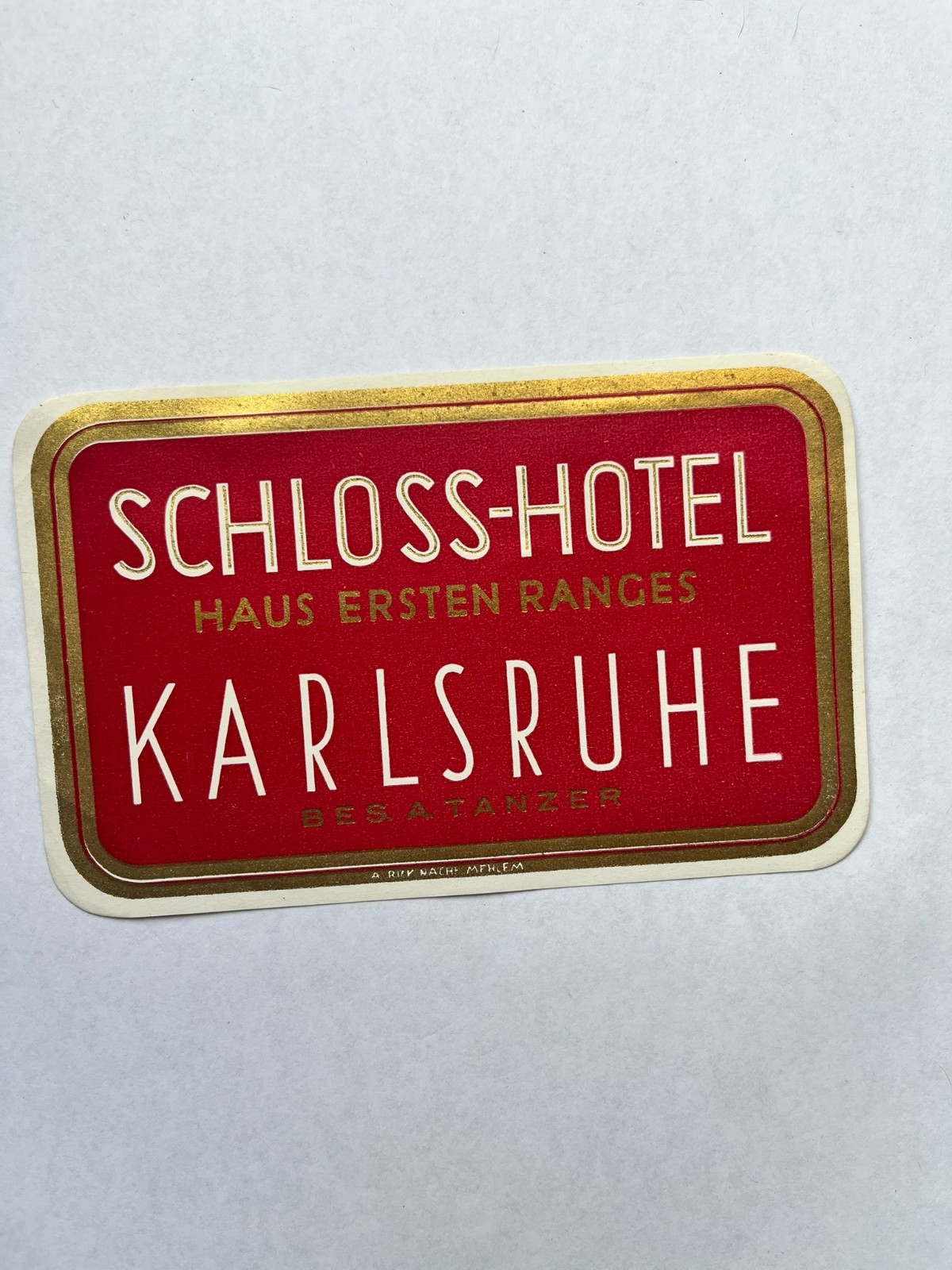 Vintage SCHLOSS-HOTEL Decal Karlsruhe, Germany 3x5 Vintage SCHLOSS-HOTEL Decal Karlsruhe, Germany 3x5