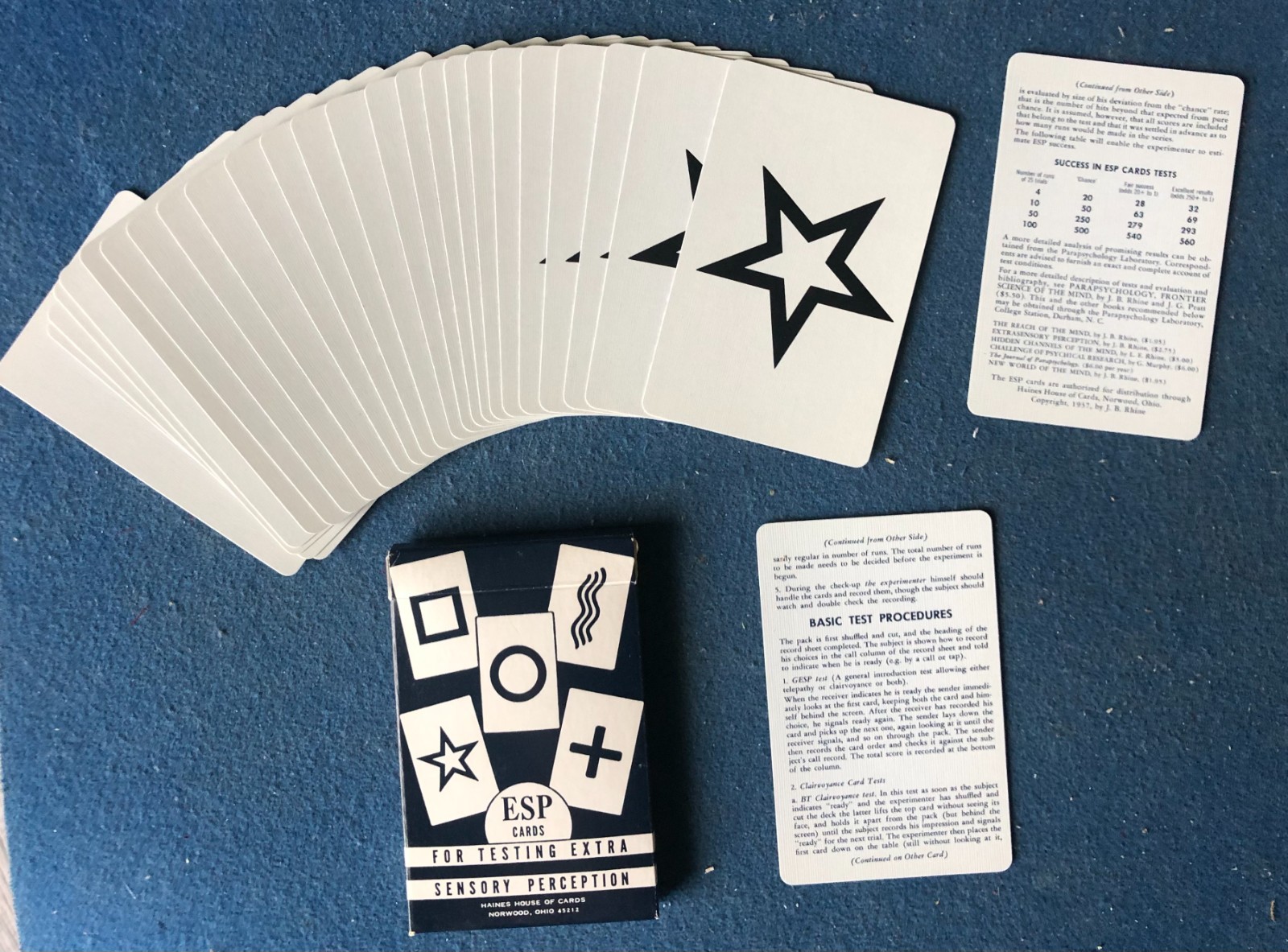 Magic Trick Apparatus  Complete Deck of ESP Cards Duke University Unused
