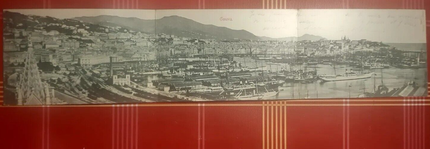 1900 GENOA THE PORT TRIPLE POSTCARD
