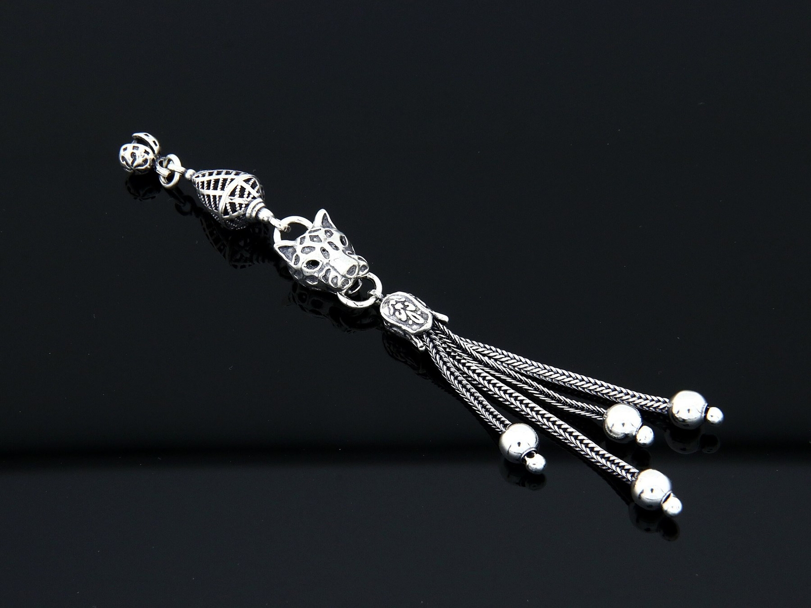 Wolf dog themed Silver tassel 925 silver Islamic Prayer Beads Misbaha 710497