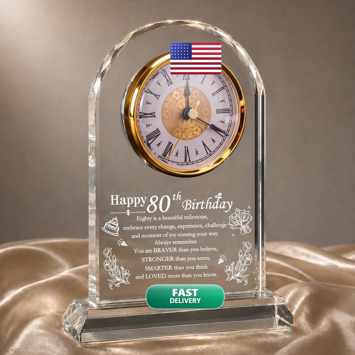 WinTaim 80th Birthday Clock - 80 Year Old Keepsake Gift WinTaim 80th Birthday Clock - 80 Year Old Keepsake Gift