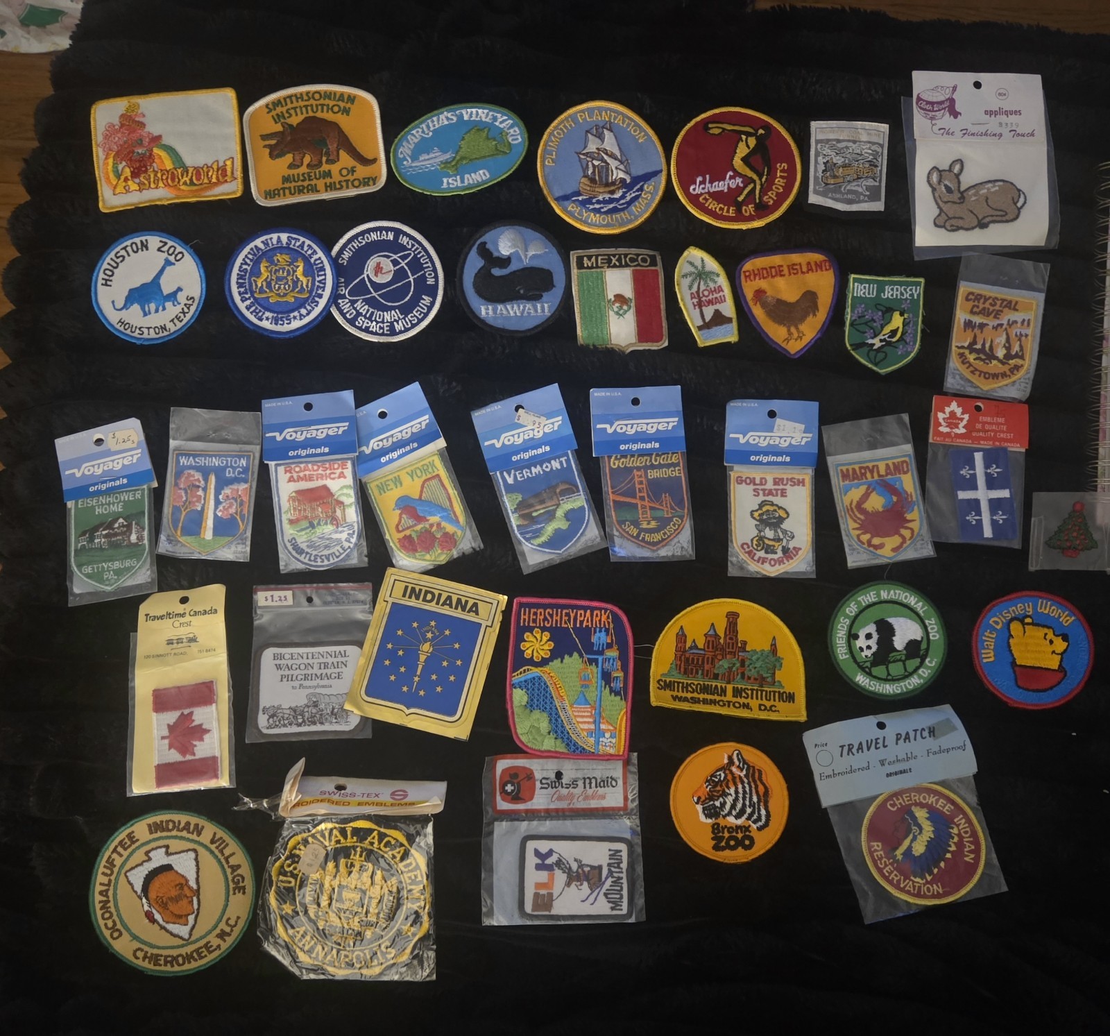Vintage Travel Souvenir Patch Lot of 39 NOS Roadside America AstroWorld Disney