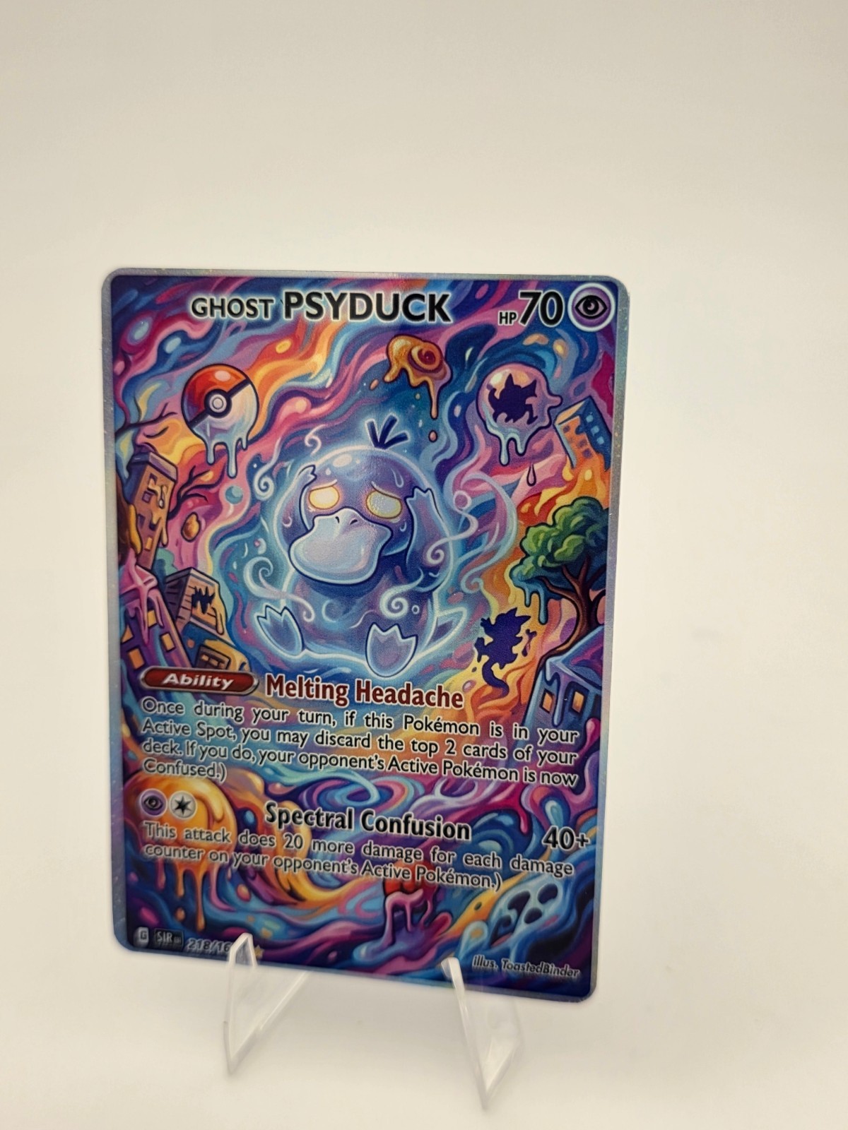 CUSTOM FAN ART Psyduck Ghost Holo Card
