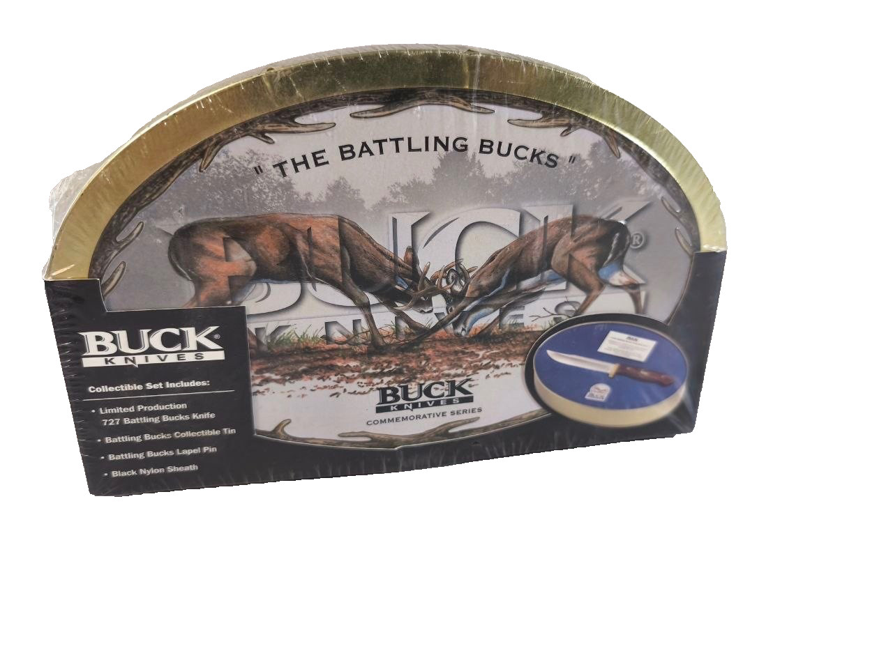Buck 727 Battling Bucks Knife 2003 Collectible Tin Set WSP 264 New Sealed