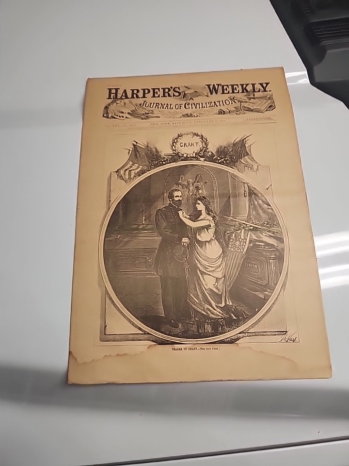 HARPERS WEEKLY NEWSPAPER CIVIL RIGHTS WAR GRANT HARPERS WEEKLY NEWSPAPER CIVIL RIGHTS WAR GRANT
