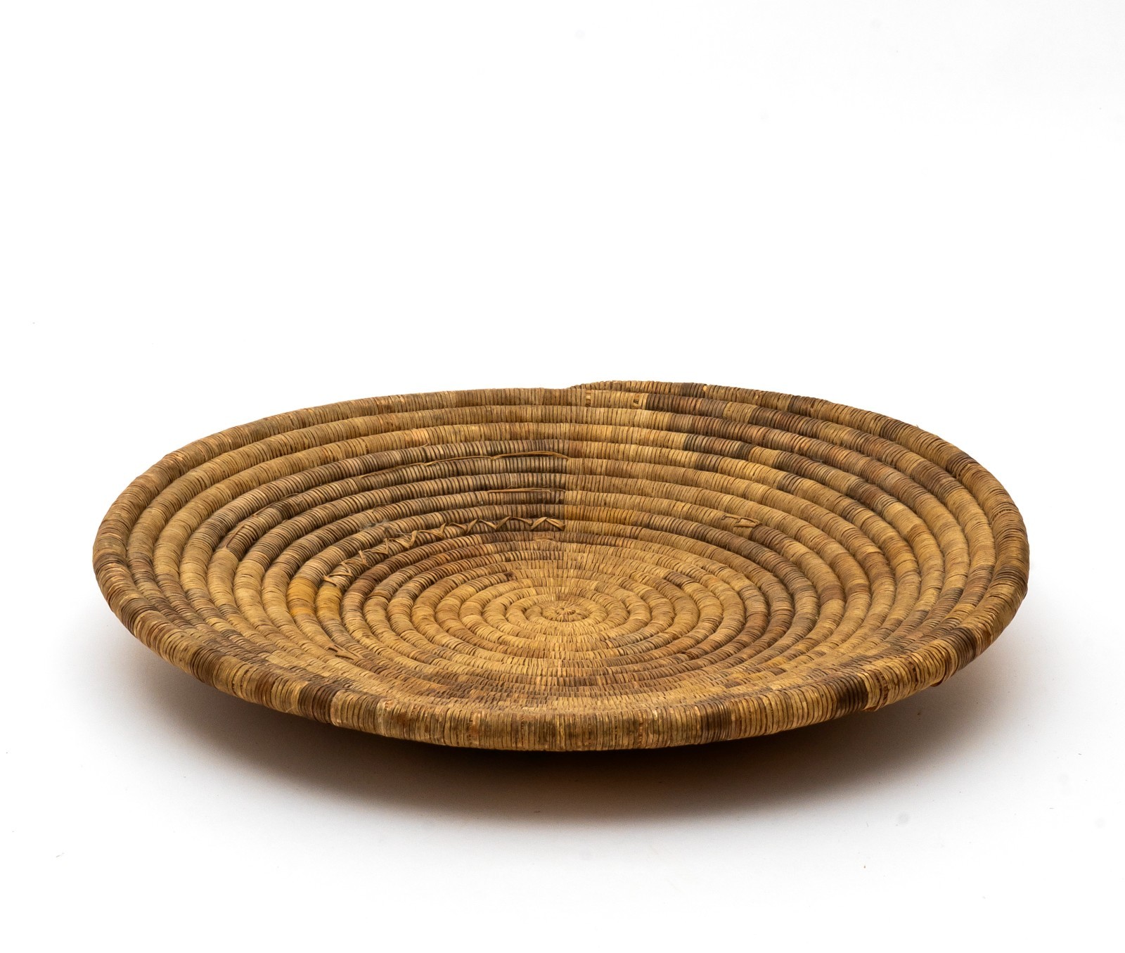 Vintage Southwest Handwoven Decorative Coil Basket Tray, 12 1/2